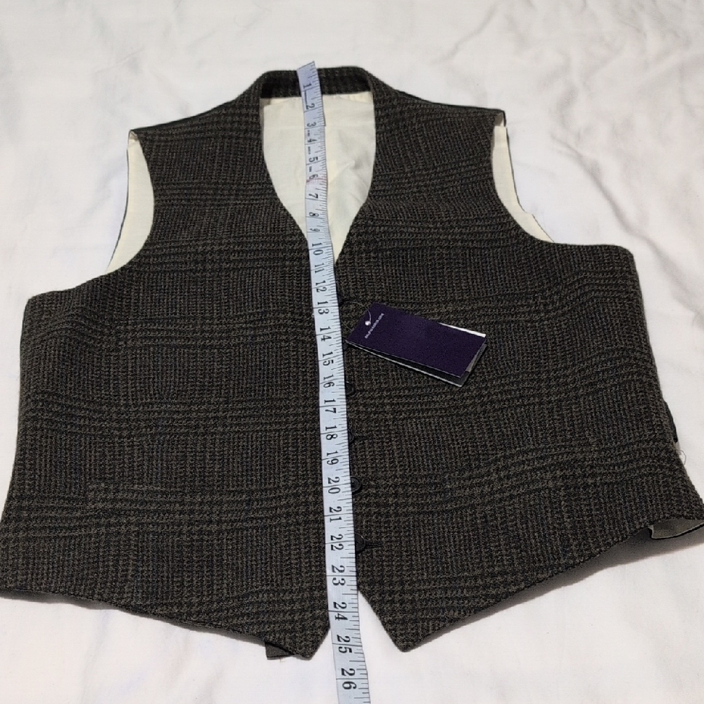 Ralph Lauren Purple Label Charcoal and Ivory Vest - Picture 6 of 11